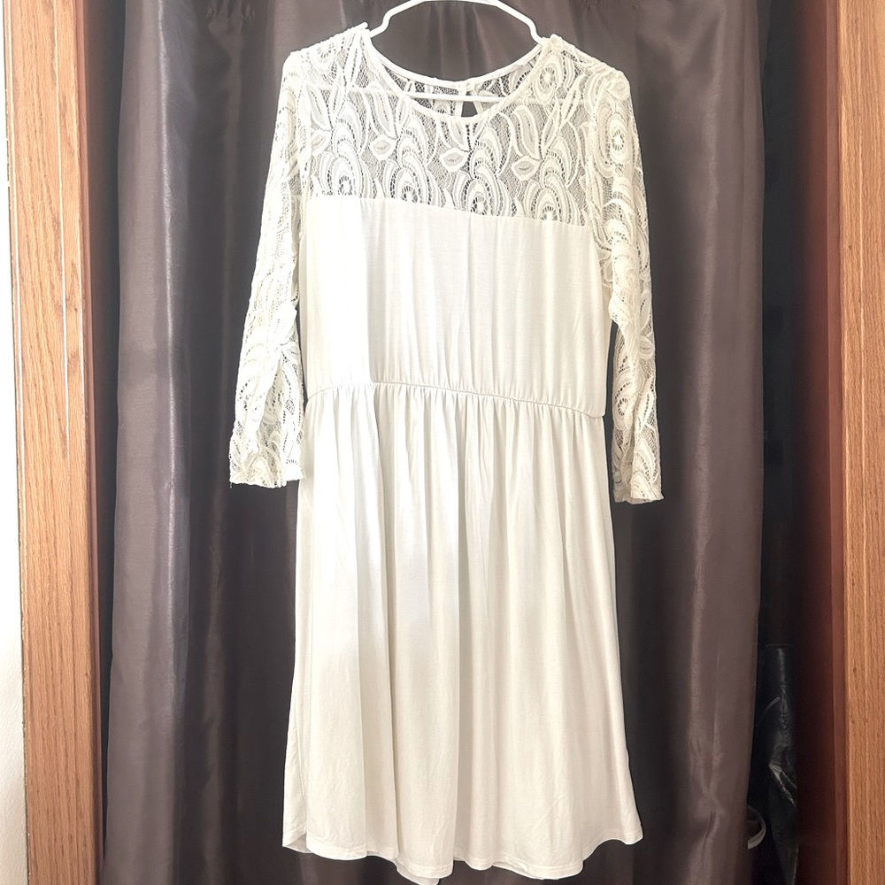 Lace sleeve bridal shower dress